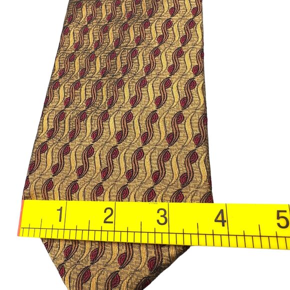 J.Z. Richards Mens Silk Dress Tie Made in Italy Gold Geometric Pattern 58 3.75 - Picture 9 of 10